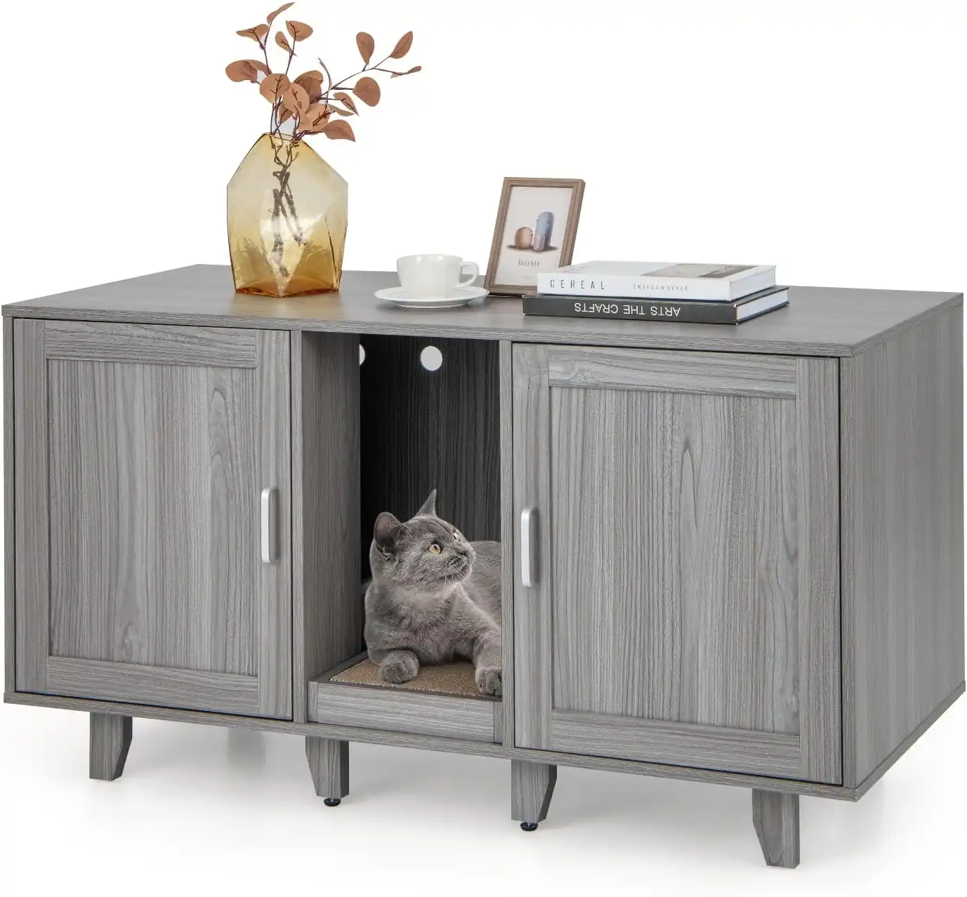 COSTWAY Cajas de Arena gris oescuro para Gatos - 120 x 52 x 65 cm - COSTWAY - Comparador de precios
