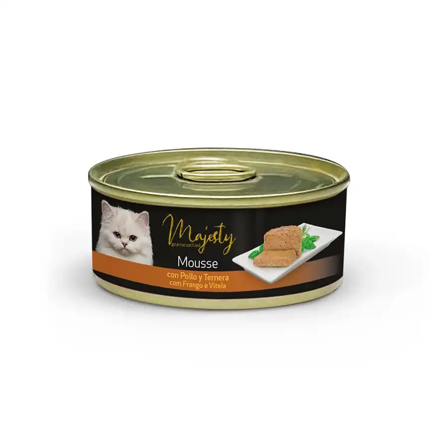 Majesty Adult Mousse de Pollo y Ternera lata para gatos