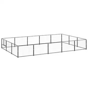 Perrera Exterior | Jaula Para Perro | Parque Para Mascotas Acero 15 M² Negra Cfw783645