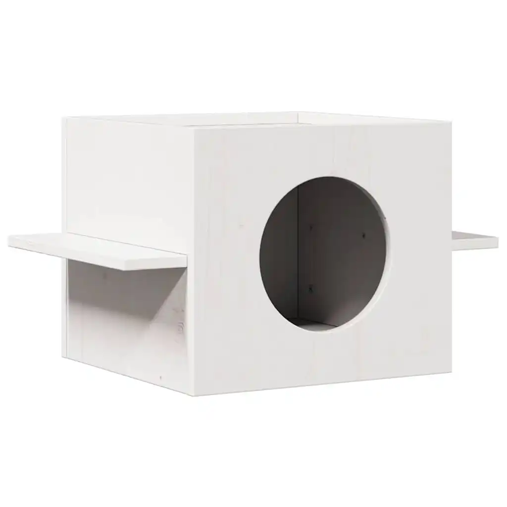 vidaXL Casa de madera maciza pino blanca para gatos - 43x43x60 cm - VIDAXL - Comparador de precios